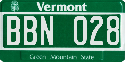 VT license plate BBN028