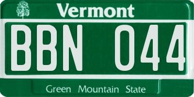 VT license plate BBN044