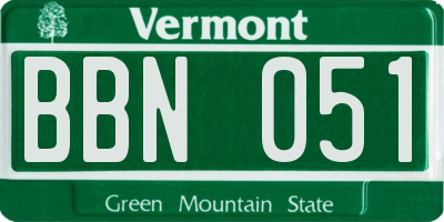 VT license plate BBN051