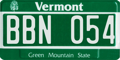 VT license plate BBN054