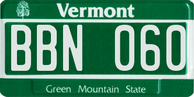 VT license plate BBN060