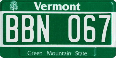 VT license plate BBN067