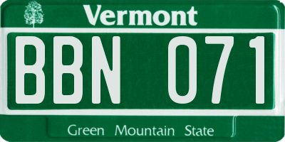 VT license plate BBN071