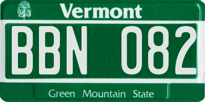 VT license plate BBN082