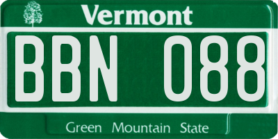 VT license plate BBN088