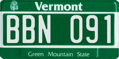VT license plate BBN091