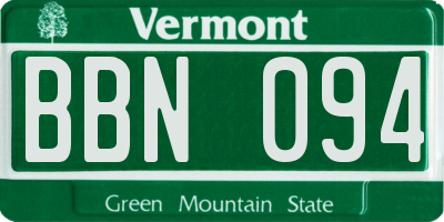 VT license plate BBN094