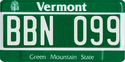 VT license plate BBN099