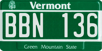VT license plate BBN136