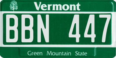 VT license plate BBN447