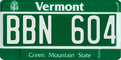 VT license plate BBN604