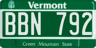 VT license plate BBN792