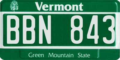VT license plate BBN843