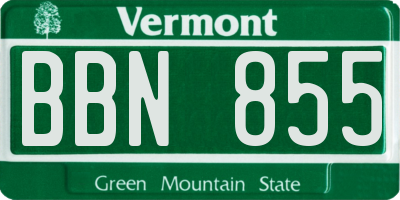 VT license plate BBN855