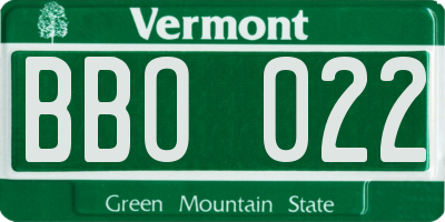 VT license plate BBO022