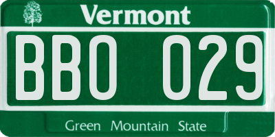 VT license plate BBO029