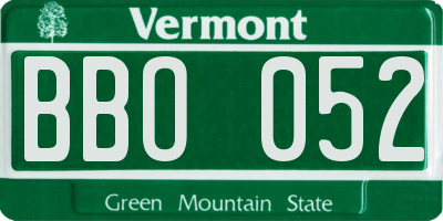 VT license plate BBO052
