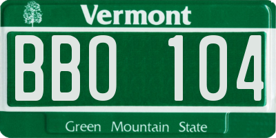 VT license plate BBO104