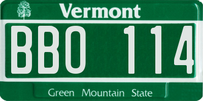 VT license plate BBO114