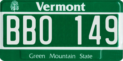 VT license plate BBO149