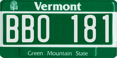 VT license plate BBO181