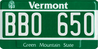 VT license plate BBO650