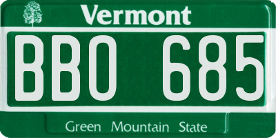 VT license plate BBO685