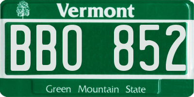 VT license plate BBO852