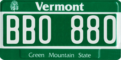 VT license plate BBO880