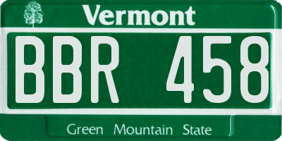 VT license plate BBR458