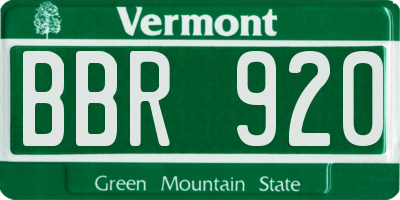 VT license plate BBR920