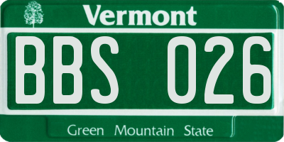 VT license plate BBS026