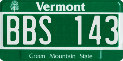 VT license plate BBS143