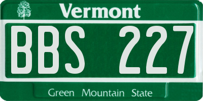 VT license plate BBS227