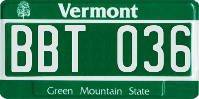 VT license plate BBT036