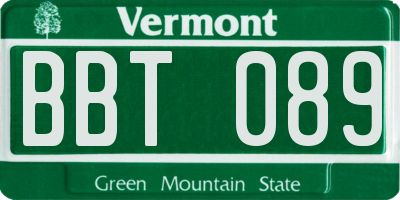 VT license plate BBT089