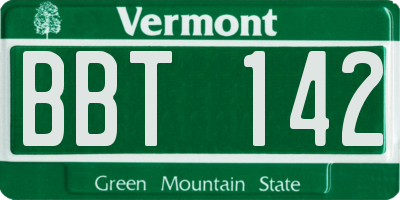 VT license plate BBT142