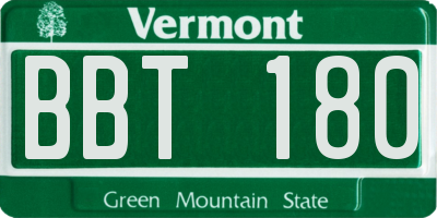 VT license plate BBT180