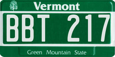 VT license plate BBT217