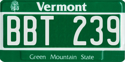 VT license plate BBT239