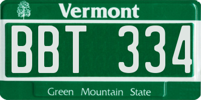 VT license plate BBT334
