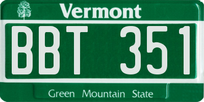 VT license plate BBT351