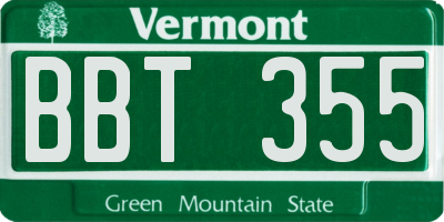 VT license plate BBT355