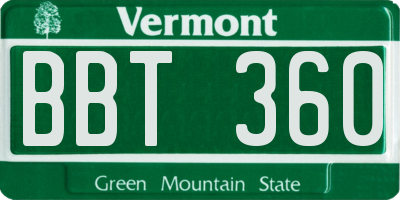 VT license plate BBT360