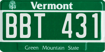 VT license plate BBT431