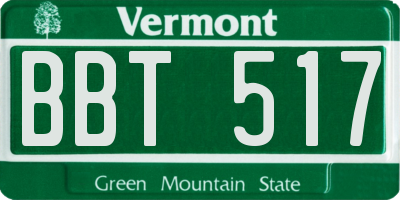 VT license plate BBT517