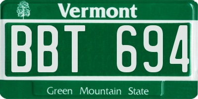 VT license plate BBT694