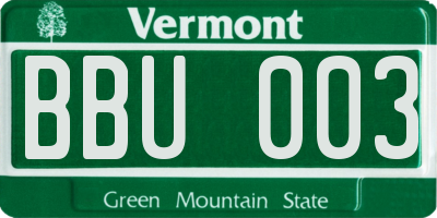 VT license plate BBU003