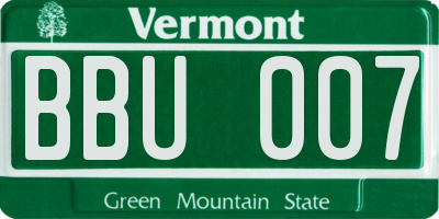VT license plate BBU007