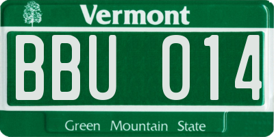 VT license plate BBU014
